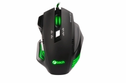Herní myš C-TECH Akantha (GM-01G), herní, zelené podsvícení, 2400DPI, USB