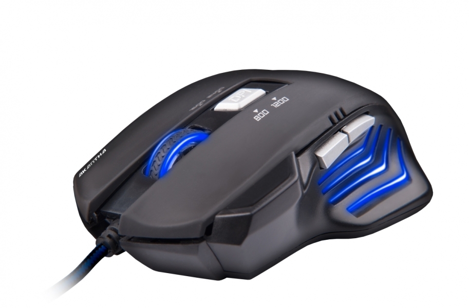 Herní myš C-TECH Akantha (GM-01), herní, modré podsvícení, 2400DPI, USB