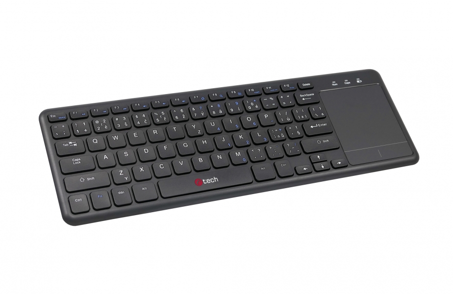 Klávesnice C-TECH WLTK-01, bezdrátová klávesnice s touchpadem, černá, USB